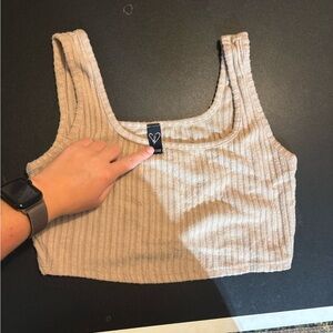 Windsor Ribbed Beige Crop Top